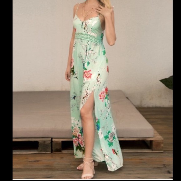 👗LAST ONE👗 MINT FLORAL MAXI DRESS - Picture 1 of 7
